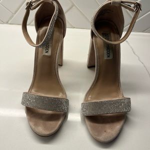 Steve Madden Suede nude heel with rhinestones